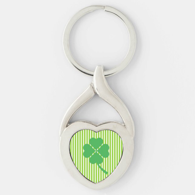 Lucky Four Leaf Shamrock Design-87906 Key Ring (Front)