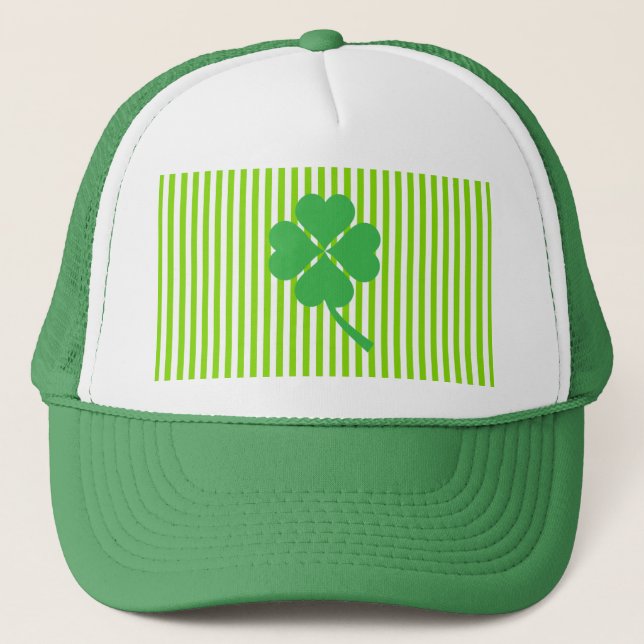 Lucky Four Leaf Shamrock Design-87906 Trucker Hat (Front)