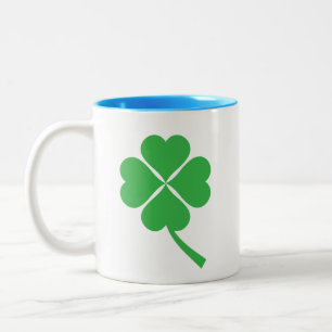 Lucky Four Leaf Shamrock Design-87906 Two-Tone Coffee Mug