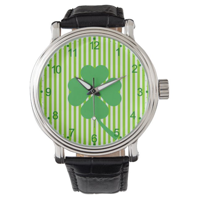 Lucky Four Leaf Shamrock Design-87906 Watch (Front)