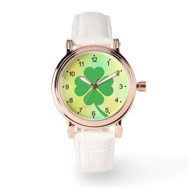 Lucky Four Leaf Shamrock Design-87906 Watch (Front)