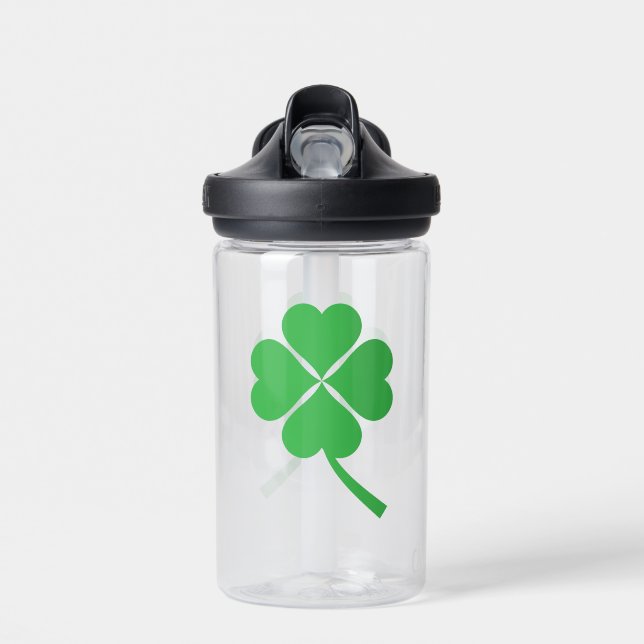 Lucky Four Leaf Shamrock Design-87906 Water Bottle (Front)