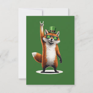 Lucky Fox Shamrock Sunglasses St Patrick's day RSVP Card