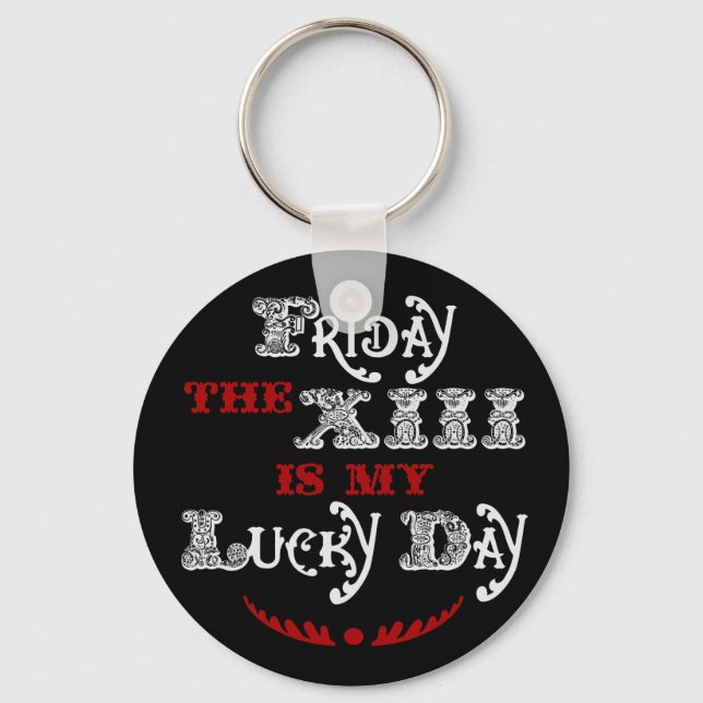 Lucky Friday the 13th Black Keychain (Front)