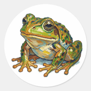 Lucky Frog Colourful Art Good Fortune Symbol Gift Classic Round Sticker