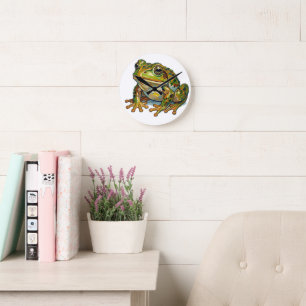 Lucky Frog Colourful Art Good Fortune Symbol Gift Round Clock