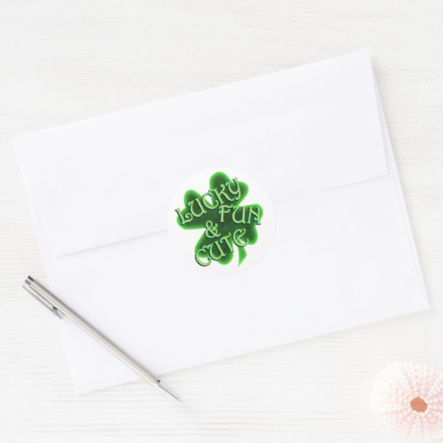 Lucky Fun Cute St. Patrick's Day Classic Round Sticker (Envelope)