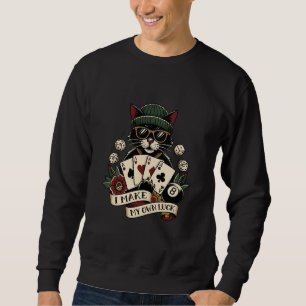 Lucky Gambler Black Cat Poker Tattoo Art Sweatshirt