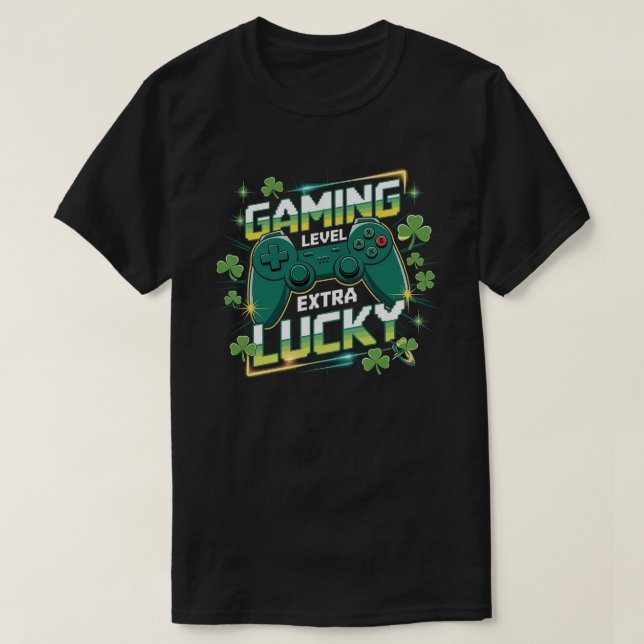 Lucky Gamer Gift St Patrick’s Day Gaming T-Shirt (Design Front)