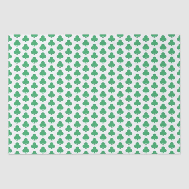 Lucky gift wrap tissue paper with green clovers (Front)