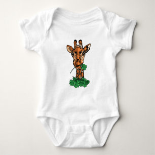 Lucky Giraffe Four Leaf Clover Cute Baby Safari Bodysuit