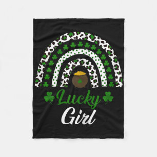 Lucky Girl Rainbow St Patricks Day Lucky Girl Fleece Blanket