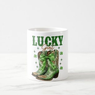 Lucky Girl Western Boots St Patrick’s Day Coffee Mug
