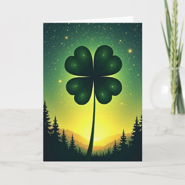 Lucky Glowing Clover Fortune Card (Front)