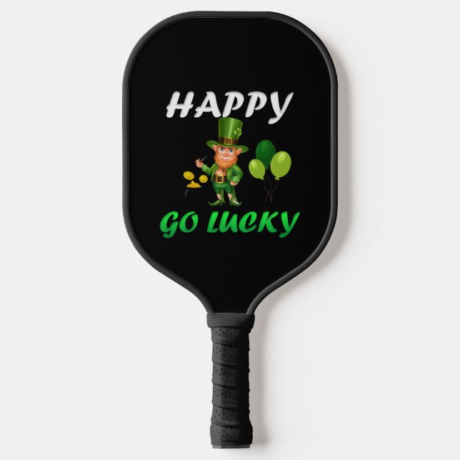 Lucky Gnome Leprechaun Rainbow with a Pot of Gold  Pickleball Paddle (Front)