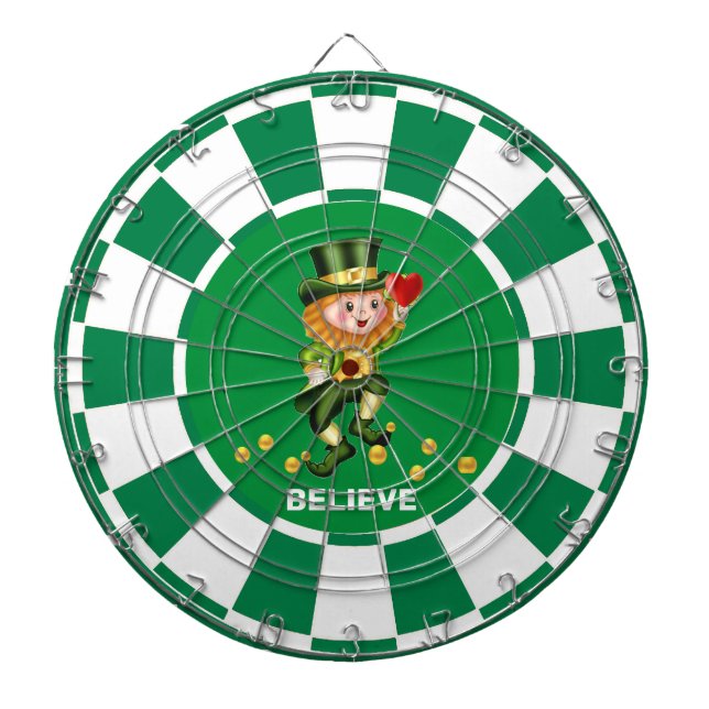 Lucky Gnome with Gold Confetti and Heart Dartboard (Front)