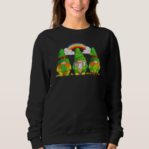 Lucky Gnomes Holding Shamrock Clover And Horseshoe Sweatshirt