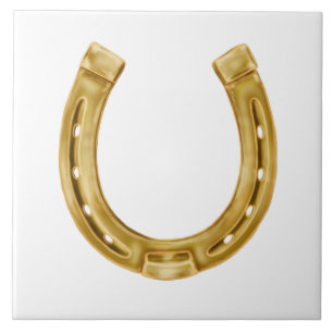 Lucky gold horseshoe ceramic tile