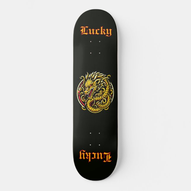 Lucky Golden Dragon Skateboard (Front)