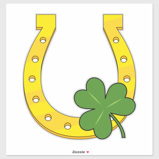 Lucky Golden Horseshoe with Shamrock on Black (Sheet)