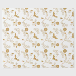 Lucky golden Japanese crane pattern Wrapping Paper
