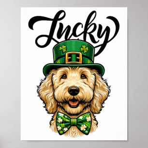 Lucky Goldendoodle Dog St Patrick's Day Kids St Pa Poster