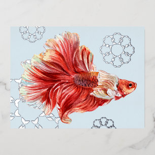 Lucky Goldfish & Bubbles Foil Postcard