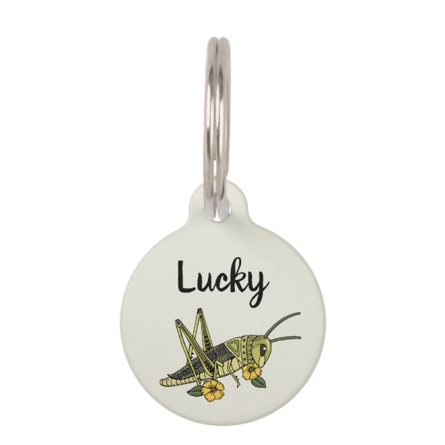 Lucky Grasshopper Pet ID Tag (Front)