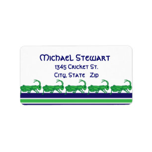 Lucky Grasshopper Striped Address Label