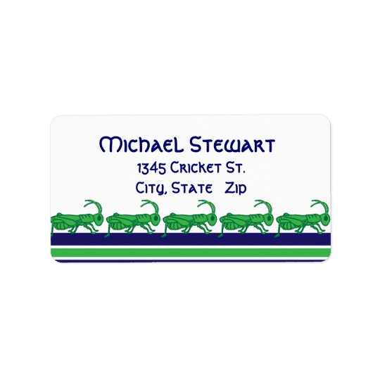 Lucky Grasshopper Striped Address Label