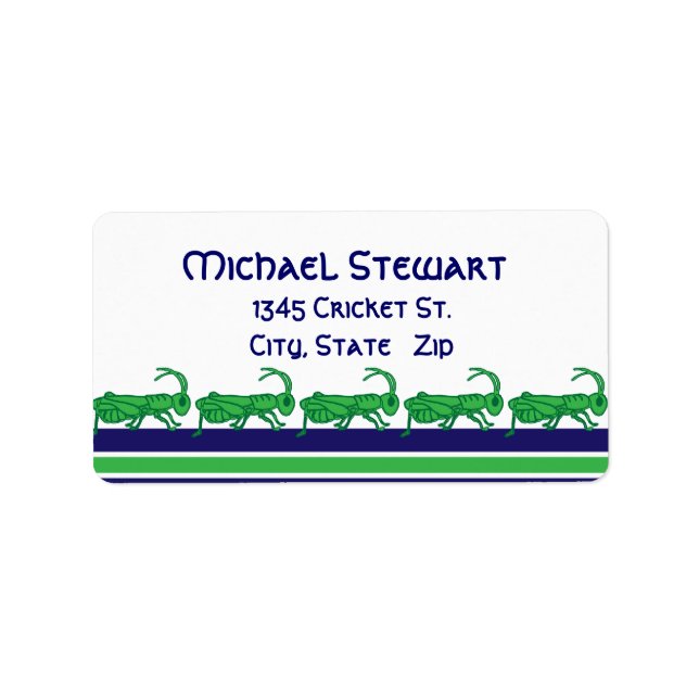 Lucky Grasshopper Striped Address Label (Front)