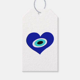 Lucky Greek Evil Eye, Blue Heart Gift Tags
