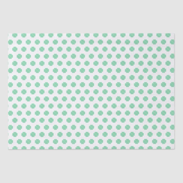 Lucky Green and White Clover Shamrock   Tissue Paper (Front)