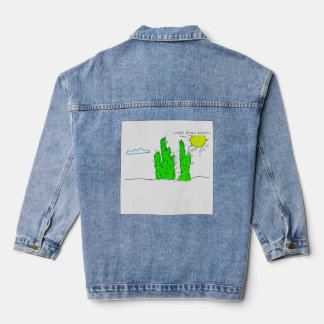 Lucky Green Cactus Doodle Funky Denim Jacket