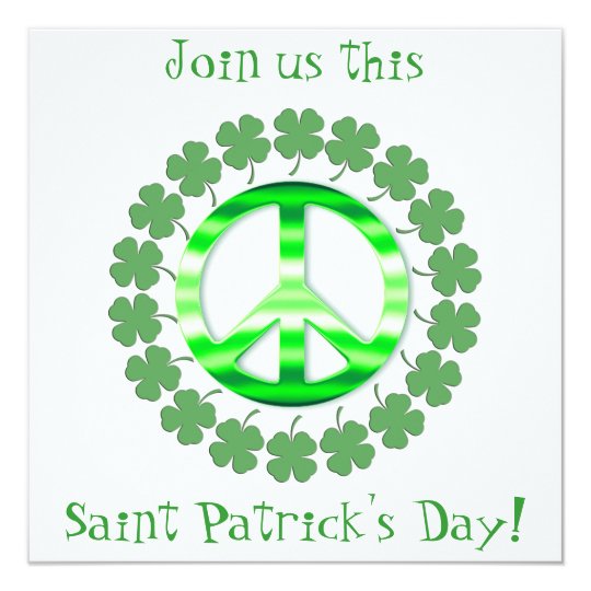 Lucky Green Clover Peace Sign Invitations