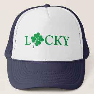 Lucky Green Clover shamrock St. Patrick's Day Trucker Hat