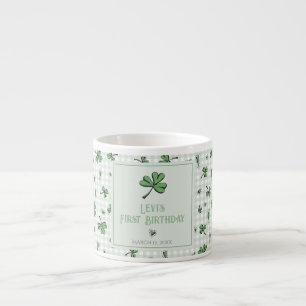 Lucky Green Clovers & Hearts Kids Birthday Espresso Cup