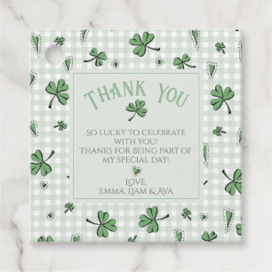 Lucky Green Clovers & Hearts Thank You Favour Tags