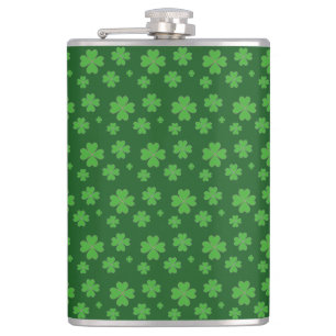 Lucky Green Clovers Hip Flask