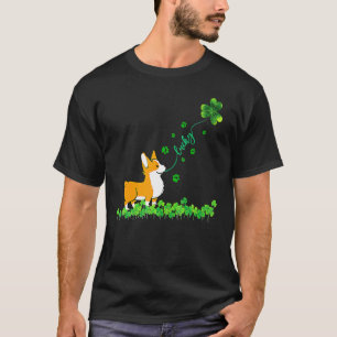 Lucky Green Corgi Dog For Dog Shamrock St Patrick T-Shirt