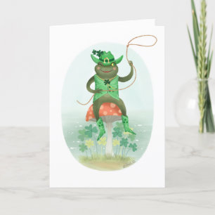 Lucky Green Cowboy Frog Birthday   Card