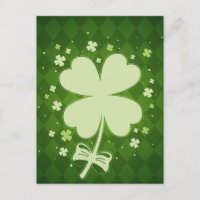 Lucky Green Diamond Four Leaf Ribbon Clover