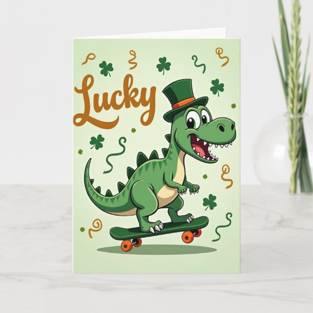 Lucky Green Dino Pattern Card (Front)