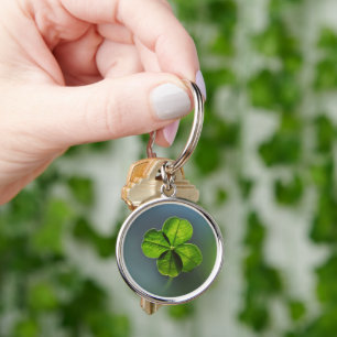 Lucky Green Four Leaf Clover Key Ring