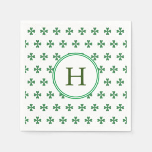 Lucky Green Four Leaf Clover   Monogram Napkin