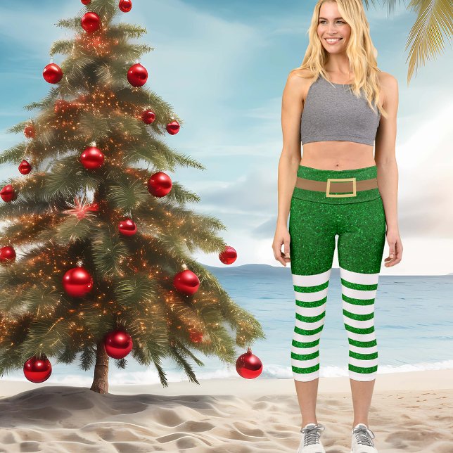 Lucky Green Glitter Leprechaun St. Patrick's Day Capri Leggings (Creator Uploaded)