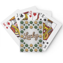 Lucky Green Gold Shamrocks Silver Card Deck