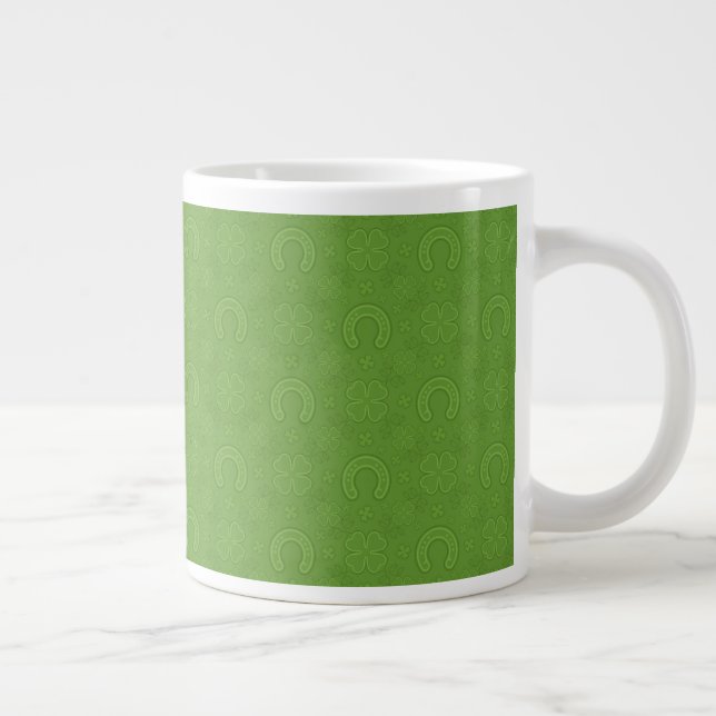 Lucky Green Icons Pattern Large Coffee Mug (Right)
