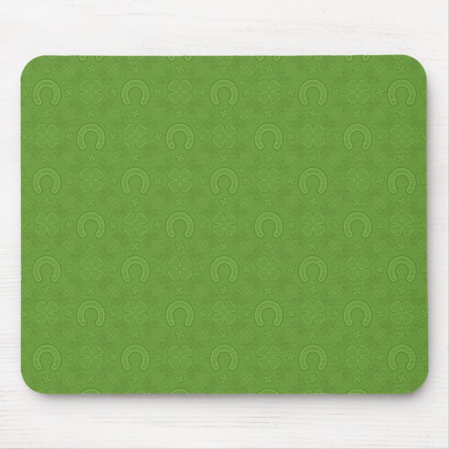Lucky Green Icons Pattern Mouse Pad (Front)