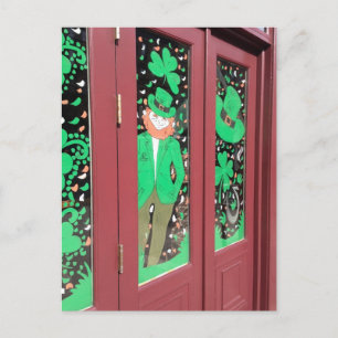 Lucky Green Leprechaun St. Patrick's Day Windows Postcard